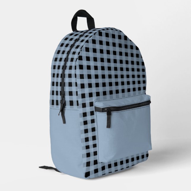 Sac À Dos Imprimé Motif minimum Pastel bleu et noir (Coin arrière gauche)