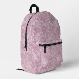 Sac À Dos Imprimé Motif Moire en Soie Marbrée en Rose Poussiéreux