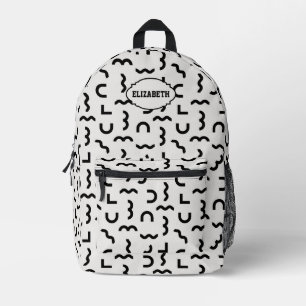 Sac À Dos Imprimé Motif monochrome Abstrait avec nom