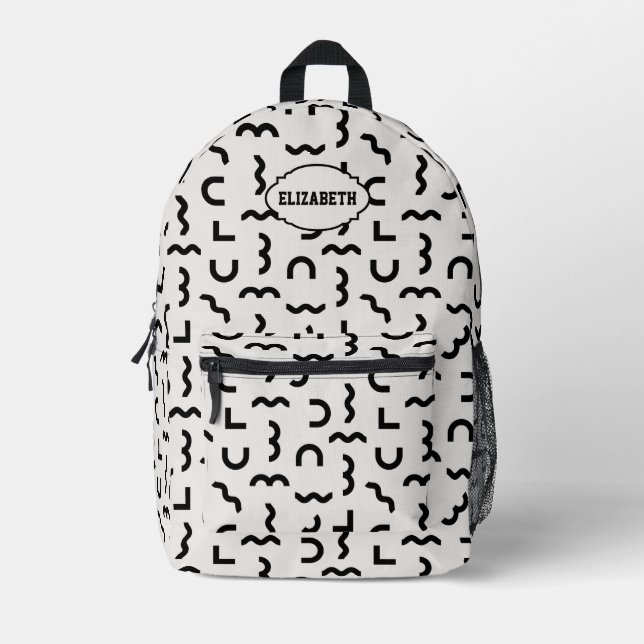 Sac À Dos Imprimé Motif monochrome Abstrait avec nom (Recto)