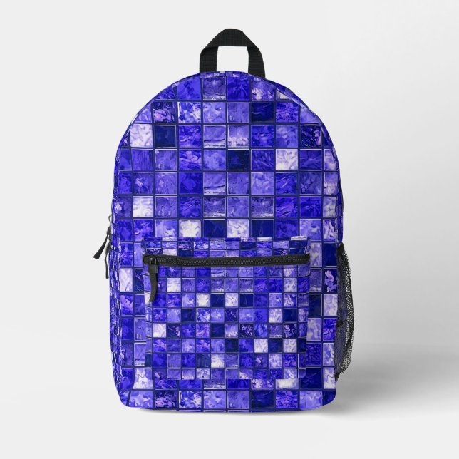 Sac À Dos Imprimé Motif mosaïque bleu (Recto)