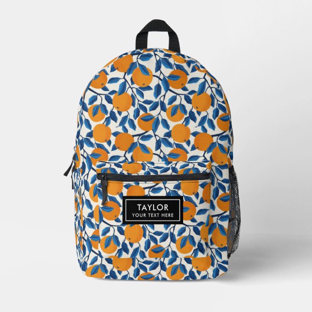 Sac À Dos Imprimé Motif Oranges Couleur Ivoire (Recto)
