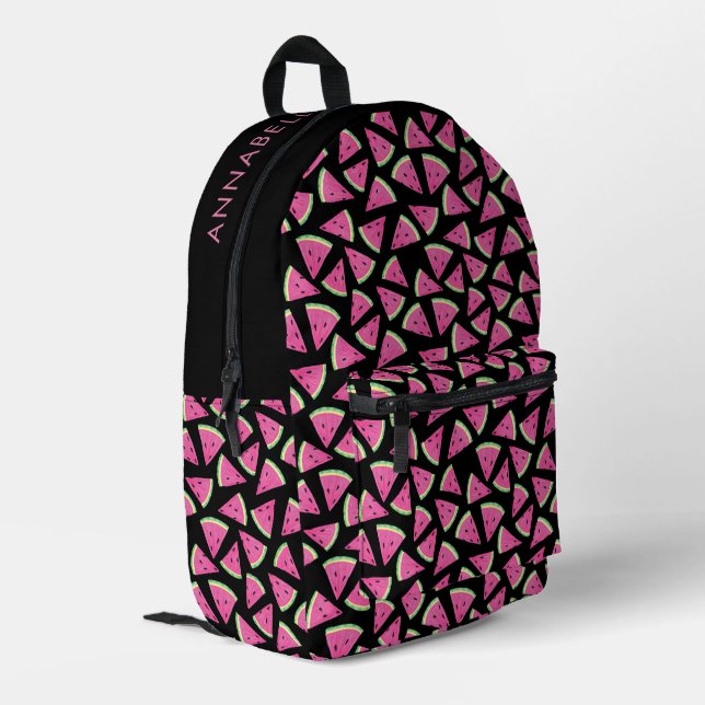 Sac À Dos Imprimé Motif Pastèque Tropical Rose (Coin arrière gauche)