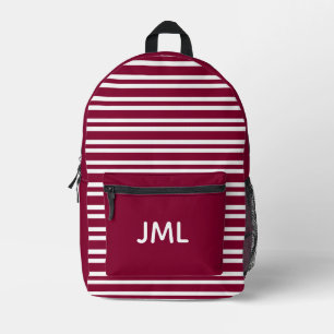 Sac À Dos Imprimé Motif Personnalisé Rayures Blanches Bourgogne