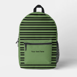 Sac À Dos Imprimé Motif Personnalisé Sans Fin à Rayures Vertes et No