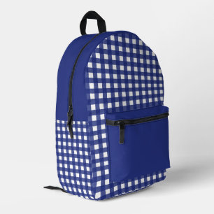 Sac À Dos Imprimé Motif Plaid bleu et blanc minimal