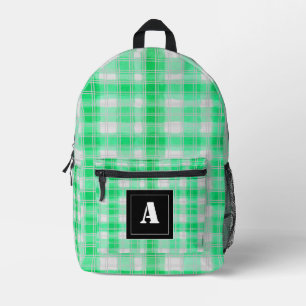 Sac À Dos Imprimé Motif Plaid En vichy Vérifier le Monogramme vert c