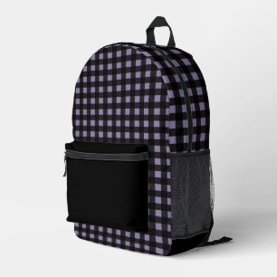 Sac À Dos Imprimé Motif Plaid minimaliste noir et couleur lavande