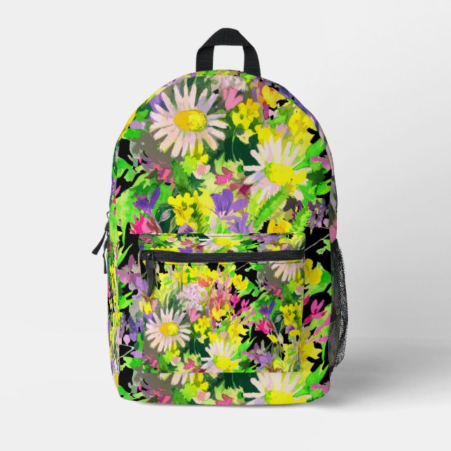 Sac À Dos Imprimé Motif Prairie de fleurs sauvages (Recto)