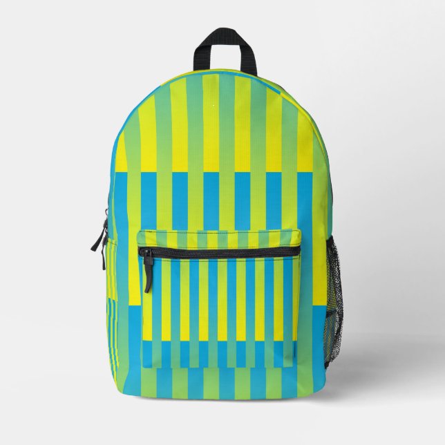 Sac À Dos Imprimé Motif rayé bleu jaune vert (Recto)