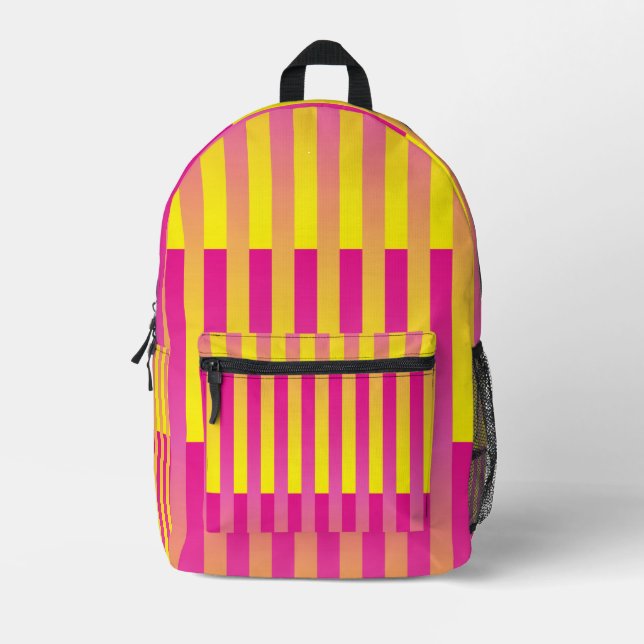 Sac À Dos Imprimé Motif rayé orange jaune rose (Recto)