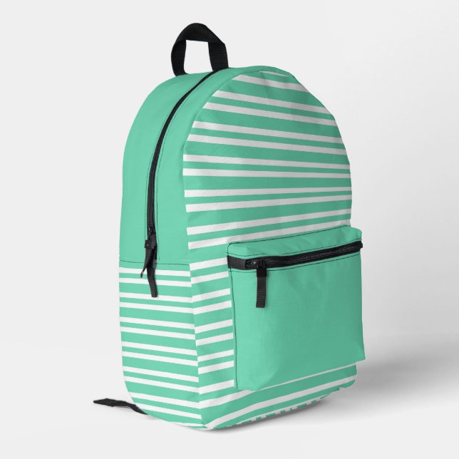 Sac À Dos Imprimé Motif rayures blanches Aquamarine (Coin arrière gauche)
