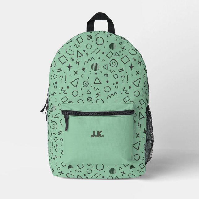 Sac À Dos Imprimé motif rétro géométrique vert bonbon (Recto)