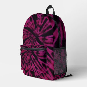 Sac À Dos Imprimé Motif Rétro Hippie Tie-Dye Violet Rose Noir