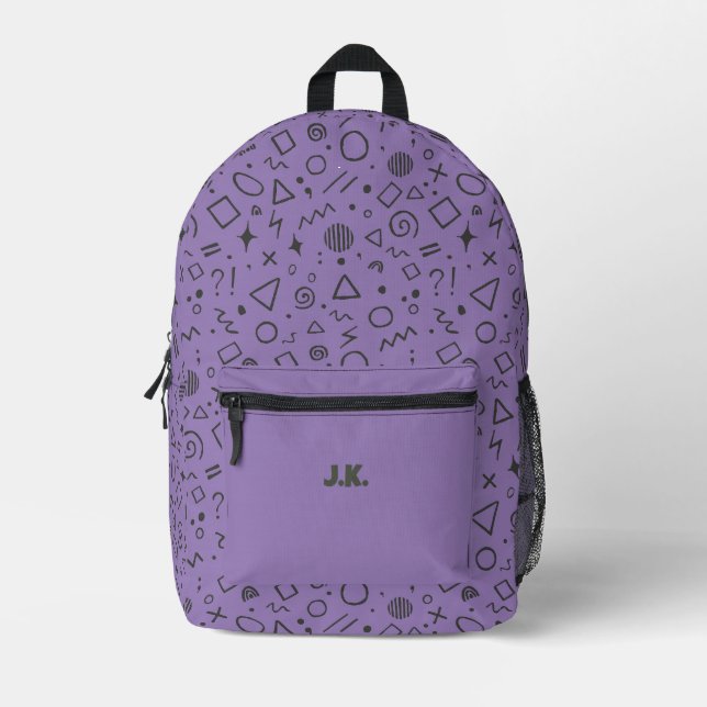 Sac À Dos Imprimé motif rétro lavande violet (Recto)