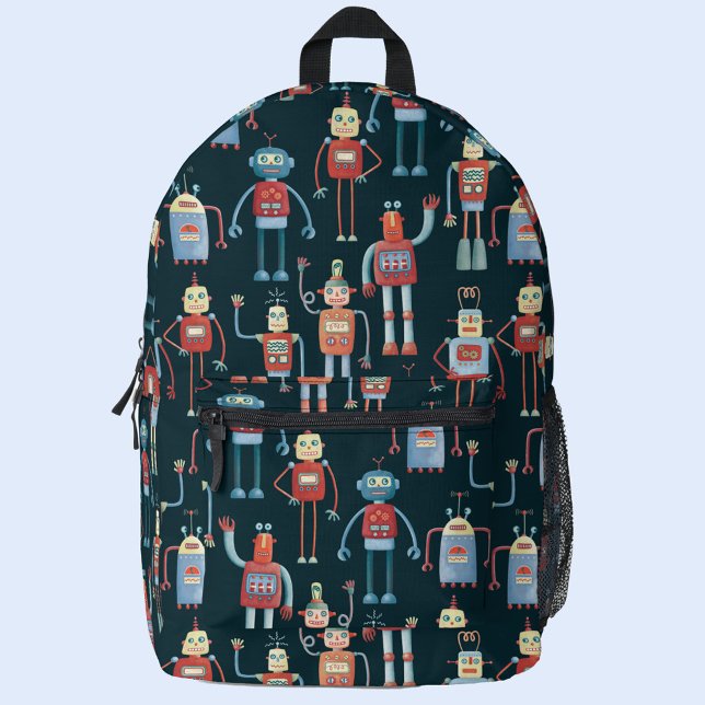 Sac À Dos Imprimé Motif robotique rétro (Retro robot pattern backpack)
