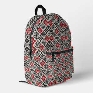 Sac À Dos Imprimé Motif rouge noir blanc géométrique folk