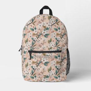 Sac À Dos Imprimé Motif Sakura en fleurs de cerisier rose sur rose (