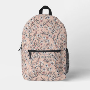 Sac À Dos Imprimé Motif Sakura en fleurs de cerisier rose sur rose (