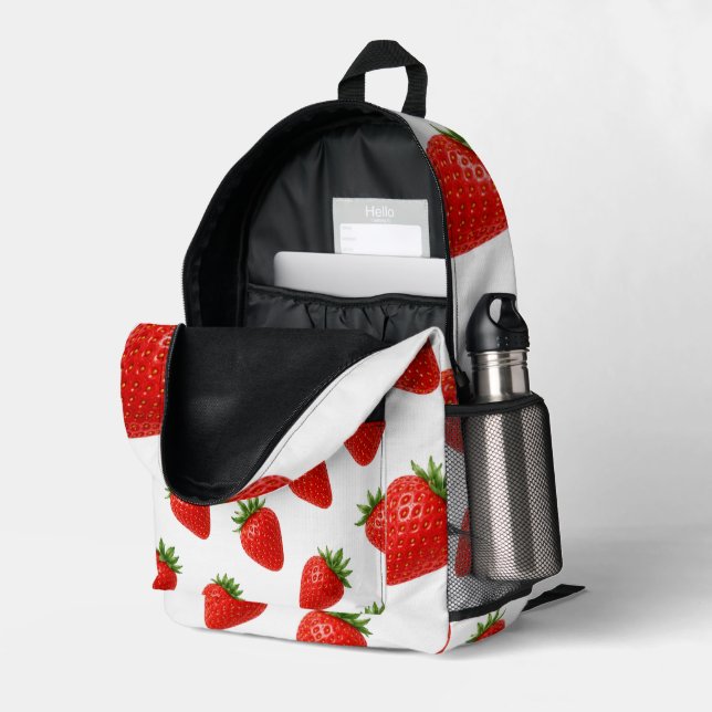 Sac À Dos Imprimé Motif sans couture de fraises, joli fruit rouge  (Coin arrière droit (ouvert))