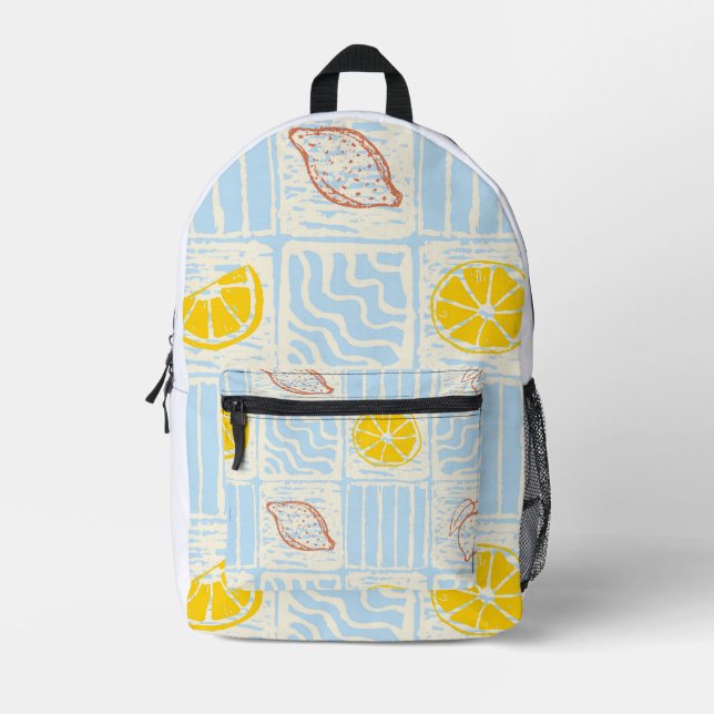 Sac À Dos Imprimé Motif sans couture de style amalfi avec des citron (Recto)