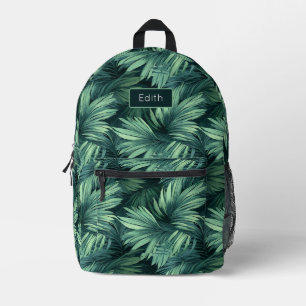 Sac À Dos Imprimé Motif sauvage de la jungle de palmiers avec nom