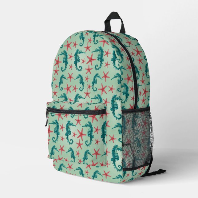 Sac À Dos Imprimé Motif Seahorse turquoise (Coin arrière droit)