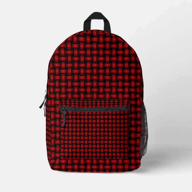 Sac À Dos Imprimé Motif Tissé Rouge Noir (Recto)
