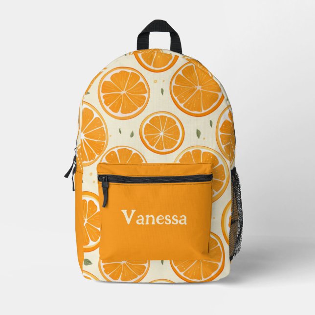 Sac À Dos Imprimé Motif tranche d'orange avec nom (Recto)