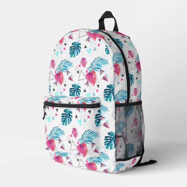 Sac À Dos Imprimé Motif triangle feuille tropicale (Coin arrière droit)