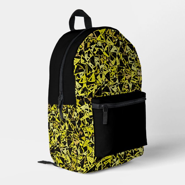 Sac À Dos Imprimé Motif Triangle Noir Jaune (Coin arrière gauche)