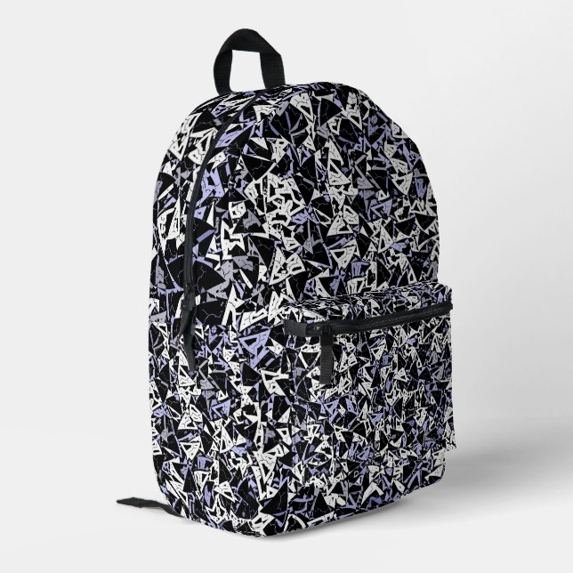 Sac À Dos Imprimé Motif Triangle Noir Violet (Coin arrière gauche)