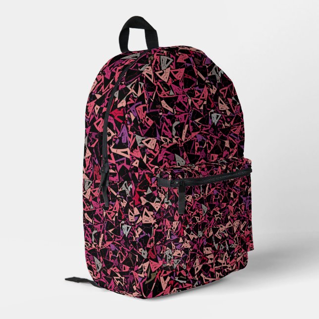 Sac À Dos Imprimé Motif Triangle Rose Violet (Coin arrière gauche)