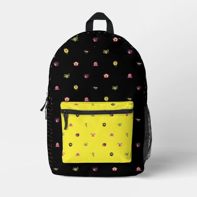 Sac À Dos Imprimé motif troll poche jaune (Recto)