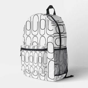 Sac À Dos Imprimé Motif Trombone Noir et Blanc