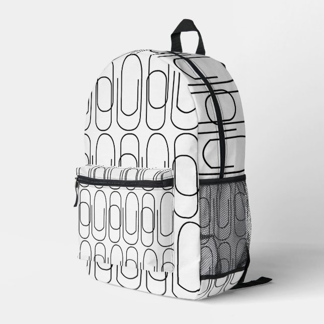 Sac À Dos Imprimé Motif Trombone Noir et Blanc (Coin arrière droit)