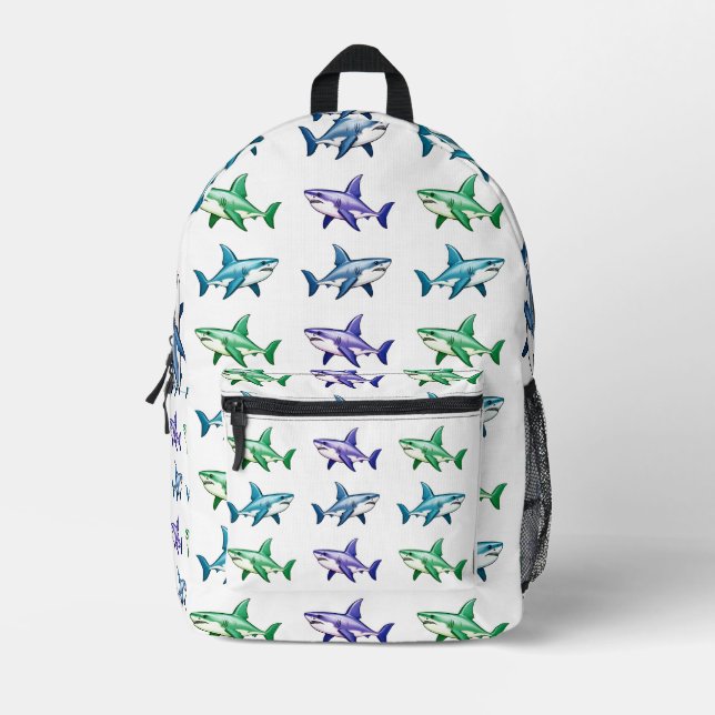 Sac À Dos Imprimé Motif unique aux requins colorés (Recto)