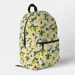 Sac À Dos Imprimé Motif vintage citron et fleurs sur jaune