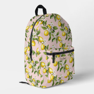 Sac À Dos Imprimé Motif vintage citron et fleurs sur rose (2)