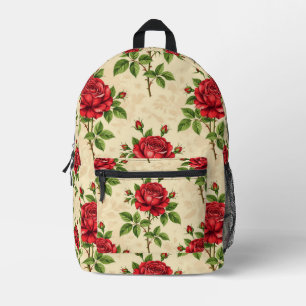 Sac À Dos Imprimé Motif vintage rose rouge