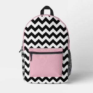 Sac À Dos Imprimé Motif Zigzag noir et blanc, Chevron, rose