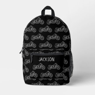 Sac À Dos Imprimé Motocyclette moto noir nom garçons école