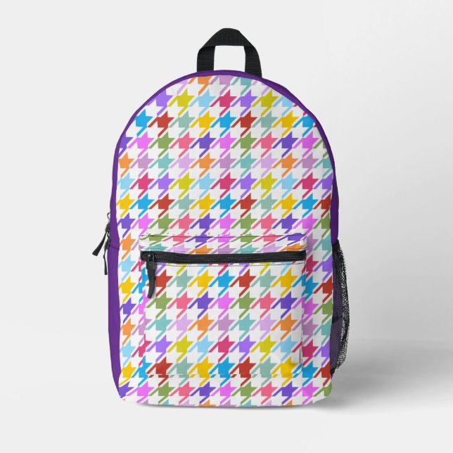 Sac À Dos Imprimé Multicolor Houndstooth+Motif blanc (Recto)