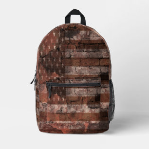 Sac À Dos Imprimé Mur de briques du drapeau américain