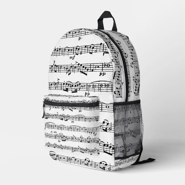 Sac À Dos Imprimé Musique en noir et blanc (Coin arrière droit)
