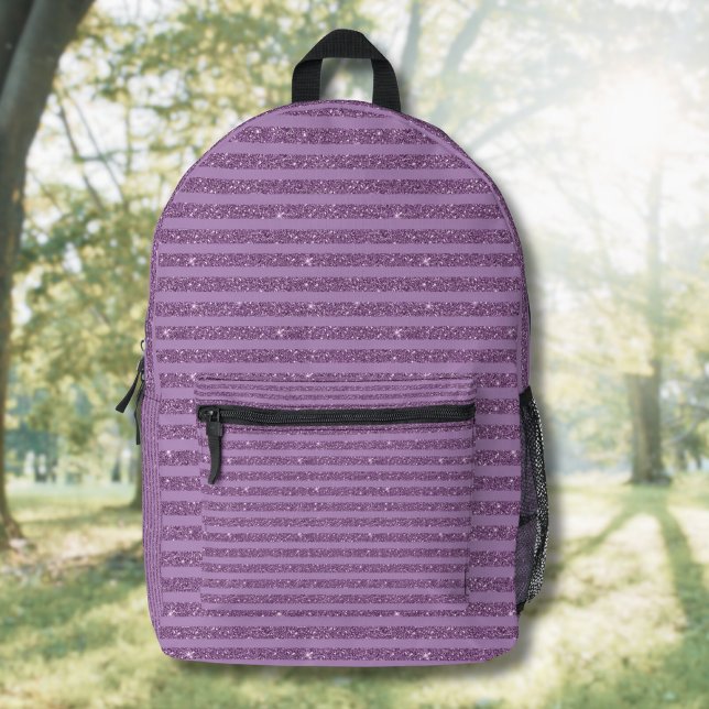 Sac À Dos Imprimé Muted Mulberry Glitter Style Horizontal Stripes (Créateur téléchargé)