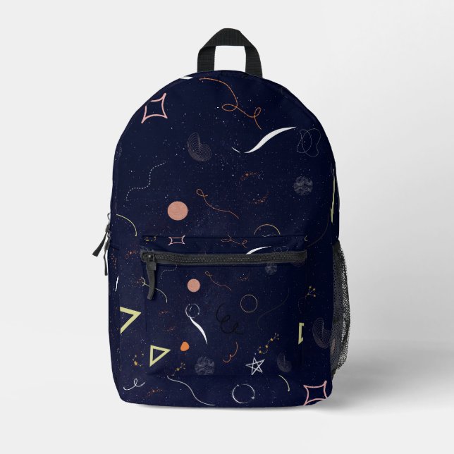Sac à dos imprimé Navy Blue Starry Night Doodle  (Recto)