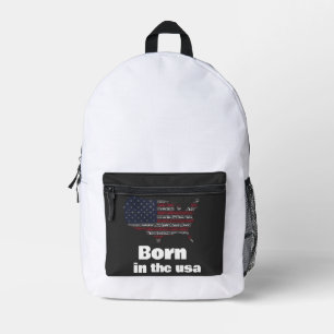 Sac À Dos Imprimé Né aux États-Unis Drapeau Américain Typographie Ca