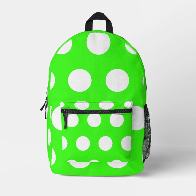 Sac À Dos Imprimé Neon Green Blanc Grand Pois (Recto)