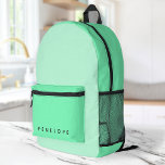 Sac À Dos Imprimé Neon Mint Green Style tendance Deux tons<br><div class="desc">Un design minimaliste monogramme avec un arrière - plan vert menthe à deux tons. Le texte peut facilement être customisé pour un design aussi unique que vous êtes !</div>